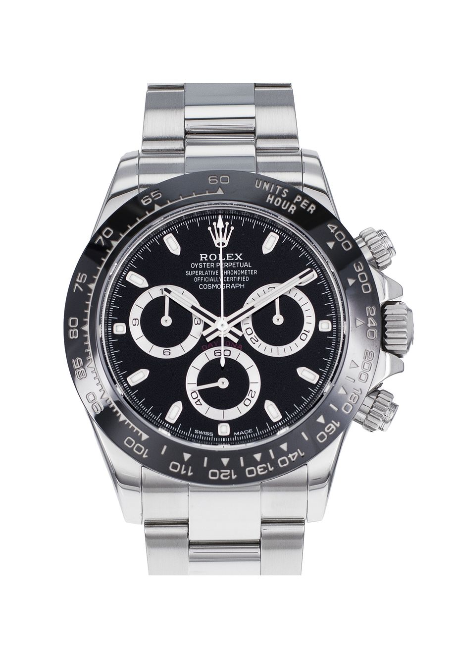 RLX Daytona Argente Noir Céramique Suiss 4130 Pour Hommes