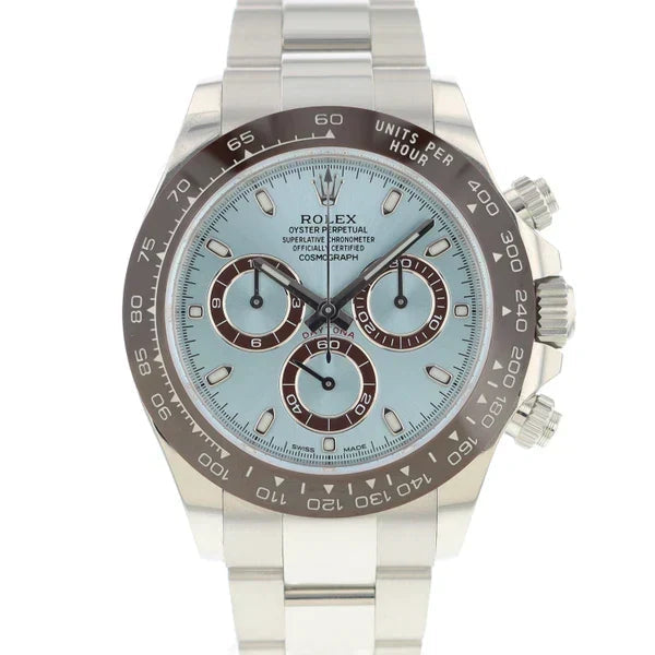 RLX Daytona Argente Bleu Ciel Céramique Marron 4130 Suiss